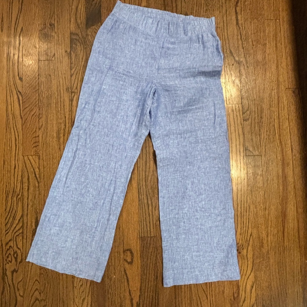 Lilly Pulitzer Chambray Blue Elastic linen Waist Pants women’s sz medium (8-10)